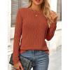 imagePRETTYGARDEN Long Sleeve Tops for Women Spring Fall Trendy Business Dressy Casual Shirts Crewneck Textured Blouse ClothesBrick Red