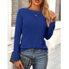 imagePRETTYGARDEN Long Sleeve Tops for Women Spring Fall Trendy Business Dressy Casual Shirts Crewneck Textured Blouse ClothesBrilliant Blue