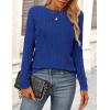 imagePRETTYGARDEN Long Sleeve Tops for Women Spring Fall Trendy Business Dressy Casual Shirts Crewneck Textured Blouse ClothesBrilliant Blue