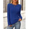 imagePRETTYGARDEN Long Sleeve Tops for Women Spring Fall Trendy Business Dressy Casual Shirts Crewneck Textured Blouse ClothesBrilliant Blue
