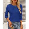 imagePRETTYGARDEN Long Sleeve Tops for Women Spring Fall Trendy Business Dressy Casual Shirts Crewneck Textured Blouse ClothesBrilliant Blue