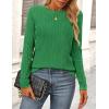imagePRETTYGARDEN Long Sleeve Tops for Women Spring Fall Trendy Business Dressy Casual Shirts Crewneck Textured Blouse ClothesBrilliant Green