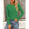 imagePRETTYGARDEN Long Sleeve Tops for Women Spring Fall Trendy Business Dressy Casual Shirts Crewneck Textured Blouse ClothesBrilliant Green
