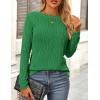 imagePRETTYGARDEN Long Sleeve Tops for Women Spring Fall Trendy Business Dressy Casual Shirts Crewneck Textured Blouse ClothesBrilliant Green