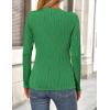 imagePRETTYGARDEN Long Sleeve Tops for Women Spring Fall Trendy Business Dressy Casual Shirts Crewneck Textured Blouse ClothesBrilliant Green