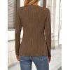 imagePRETTYGARDEN Long Sleeve Tops for Women Spring Fall Trendy Business Dressy Casual Shirts Crewneck Textured Blouse ClothesCoffee