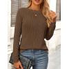 imagePRETTYGARDEN Long Sleeve Tops for Women Spring Fall Trendy Business Dressy Casual Shirts Crewneck Textured Blouse ClothesCoffee