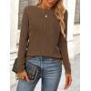 imagePRETTYGARDEN Long Sleeve Tops for Women Spring Fall Trendy Business Dressy Casual Shirts Crewneck Textured Blouse ClothesCoffee