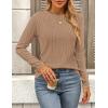 imagePRETTYGARDEN Long Sleeve Tops for Women Spring Fall Trendy Business Dressy Casual Shirts Crewneck Textured Blouse ClothesKhaki