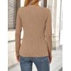 imagePRETTYGARDEN Long Sleeve Tops for Women Spring Fall Trendy Business Dressy Casual Shirts Crewneck Textured Blouse ClothesKhaki