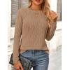 imagePRETTYGARDEN Long Sleeve Tops for Women Spring Fall Trendy Business Dressy Casual Shirts Crewneck Textured Blouse ClothesKhaki