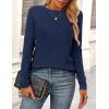 imagePRETTYGARDEN Long Sleeve Tops for Women Spring Fall Trendy Business Dressy Casual Shirts Crewneck Textured Blouse ClothesNavy
