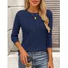 imagePRETTYGARDEN Long Sleeve Tops for Women Spring Fall Trendy Business Dressy Casual Shirts Crewneck Textured Blouse ClothesNavy