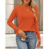 imagePRETTYGARDEN Long Sleeve Tops for Women Spring Fall Trendy Business Dressy Casual Shirts Crewneck Textured Blouse ClothesOrange