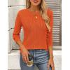 imagePRETTYGARDEN Long Sleeve Tops for Women Spring Fall Trendy Business Dressy Casual Shirts Crewneck Textured Blouse ClothesOrange