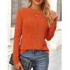imagePRETTYGARDEN Long Sleeve Tops for Women Spring Fall Trendy Business Dressy Casual Shirts Crewneck Textured Blouse ClothesOrange