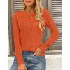 imagePRETTYGARDEN Long Sleeve Tops for Women Spring Fall Trendy Business Dressy Casual Shirts Crewneck Textured Blouse ClothesOrange