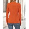 imagePRETTYGARDEN Long Sleeve Tops for Women Spring Fall Trendy Business Dressy Casual Shirts Crewneck Textured Blouse ClothesOrange