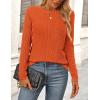 imagePRETTYGARDEN Long Sleeve Tops for Women Spring Fall Trendy Business Dressy Casual Shirts Crewneck Textured Blouse ClothesOrange