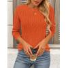 imagePRETTYGARDEN Long Sleeve Tops for Women Spring Fall Trendy Business Dressy Casual Shirts Crewneck Textured Blouse ClothesOrange