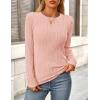 imagePRETTYGARDEN Long Sleeve Tops for Women Spring Fall Trendy Business Dressy Casual Shirts Crewneck Textured Blouse ClothesPink
