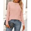 imagePRETTYGARDEN Long Sleeve Tops for Women Spring Fall Trendy Business Dressy Casual Shirts Crewneck Textured Blouse ClothesPink