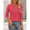 imagePRETTYGARDEN Long Sleeve Tops for Women Spring Fall Trendy Business Dressy Casual Shirts Crewneck Textured Blouse ClothesRed