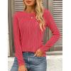 imagePRETTYGARDEN Long Sleeve Tops for Women Spring Fall Trendy Business Dressy Casual Shirts Crewneck Textured Blouse ClothesRed