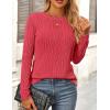 imagePRETTYGARDEN Long Sleeve Tops for Women Spring Fall Trendy Business Dressy Casual Shirts Crewneck Textured Blouse ClothesRed