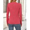 imagePRETTYGARDEN Long Sleeve Tops for Women Spring Fall Trendy Business Dressy Casual Shirts Crewneck Textured Blouse ClothesRed