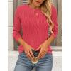imagePRETTYGARDEN Long Sleeve Tops for Women Spring Fall Trendy Business Dressy Casual Shirts Crewneck Textured Blouse ClothesRed