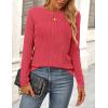 imagePRETTYGARDEN Long Sleeve Tops for Women Spring Fall Trendy Business Dressy Casual Shirts Crewneck Textured Blouse ClothesRed