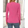 imagePRETTYGARDEN Long Sleeve Tops for Women Spring Fall Trendy Business Dressy Casual Shirts Crewneck Textured Blouse ClothesRose Red