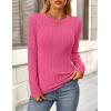 imagePRETTYGARDEN Long Sleeve Tops for Women Spring Fall Trendy Business Dressy Casual Shirts Crewneck Textured Blouse ClothesRose Red