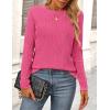 imagePRETTYGARDEN Long Sleeve Tops for Women Spring Fall Trendy Business Dressy Casual Shirts Crewneck Textured Blouse ClothesRose Red