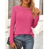 imagePRETTYGARDEN Long Sleeve Tops for Women Spring Fall Trendy Business Dressy Casual Shirts Crewneck Textured Blouse ClothesRose Red