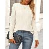 imagePRETTYGARDEN Long Sleeve Tops for Women Spring Fall Trendy Business Dressy Casual Shirts Crewneck Textured Blouse ClothesWhite