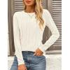 imagePRETTYGARDEN Long Sleeve Tops for Women Spring Fall Trendy Business Dressy Casual Shirts Crewneck Textured Blouse ClothesWhite