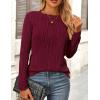 imagePRETTYGARDEN Long Sleeve Tops for Women Spring Fall Trendy Business Dressy Casual Shirts Crewneck Textured Blouse ClothesWine Red