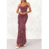 imagePRETTYGARDEN Maxi Dresses for Women 2026 Summer Tiered Floral Beach Sundress Spaghetti Strap Spring Wedding Guest Long Dress01 Dot Burgundy White