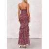 imagePRETTYGARDEN Maxi Dresses for Women 2026 Summer Tiered Floral Beach Sundress Spaghetti Strap Spring Wedding Guest Long Dress01 Dot Burgundy White