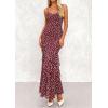 imagePRETTYGARDEN Maxi Dresses for Women 2026 Summer Tiered Floral Beach Sundress Spaghetti Strap Spring Wedding Guest Long Dress01 Dot Burgundy White