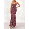 imagePRETTYGARDEN Maxi Dresses for Women 2026 Summer Tiered Floral Beach Sundress Spaghetti Strap Spring Wedding Guest Long Dress01 Dot Burgundy White