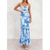 imagePRETTYGARDEN Maxi Dresses for Women 2026 Summer Tiered Floral Beach Sundress Spaghetti Strap Spring Wedding Guest Long DressBlue
