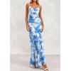imagePRETTYGARDEN Maxi Dresses for Women 2026 Summer Tiered Floral Beach Sundress Spaghetti Strap Spring Wedding Guest Long DressBlue