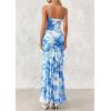 imagePRETTYGARDEN Maxi Dresses for Women 2026 Summer Tiered Floral Beach Sundress Spaghetti Strap Spring Wedding Guest Long DressBlue