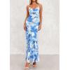 imagePRETTYGARDEN Maxi Dresses for Women 2026 Summer Tiered Floral Beach Sundress Spaghetti Strap Spring Wedding Guest Long DressBlue
