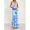 imagePRETTYGARDEN Maxi Dresses for Women 2026 Summer Tiered Floral Beach Sundress Spaghetti Strap Spring Wedding Guest Long DressBlue