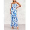 imagePRETTYGARDEN Maxi Dresses for Women 2026 Summer Tiered Floral Beach Sundress Spaghetti Strap Spring Wedding Guest Long DressBlue