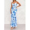 imagePRETTYGARDEN Maxi Dresses for Women 2026 Summer Tiered Floral Beach Sundress Spaghetti Strap Spring Wedding Guest Long DressBlue